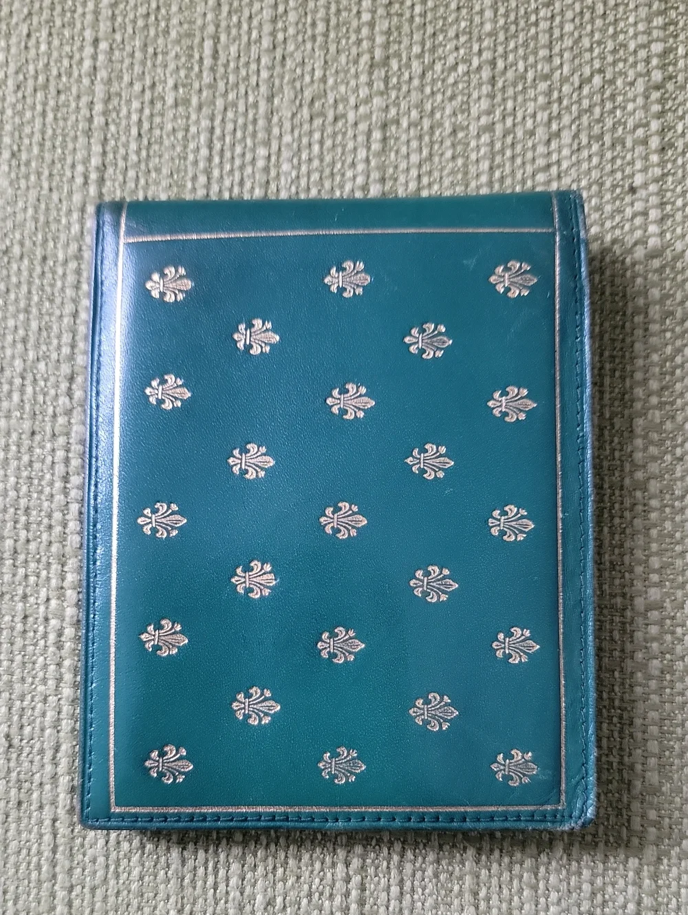 Green Leather Bifold Wallet with Gold Goat Accent